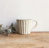 加藤仁志　粉引　しのぎマグカップ